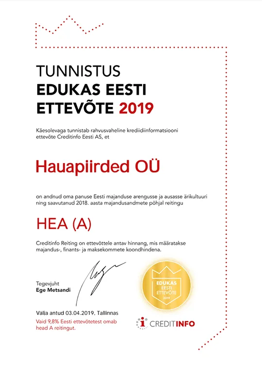 Ettevõtte sertifikaadid